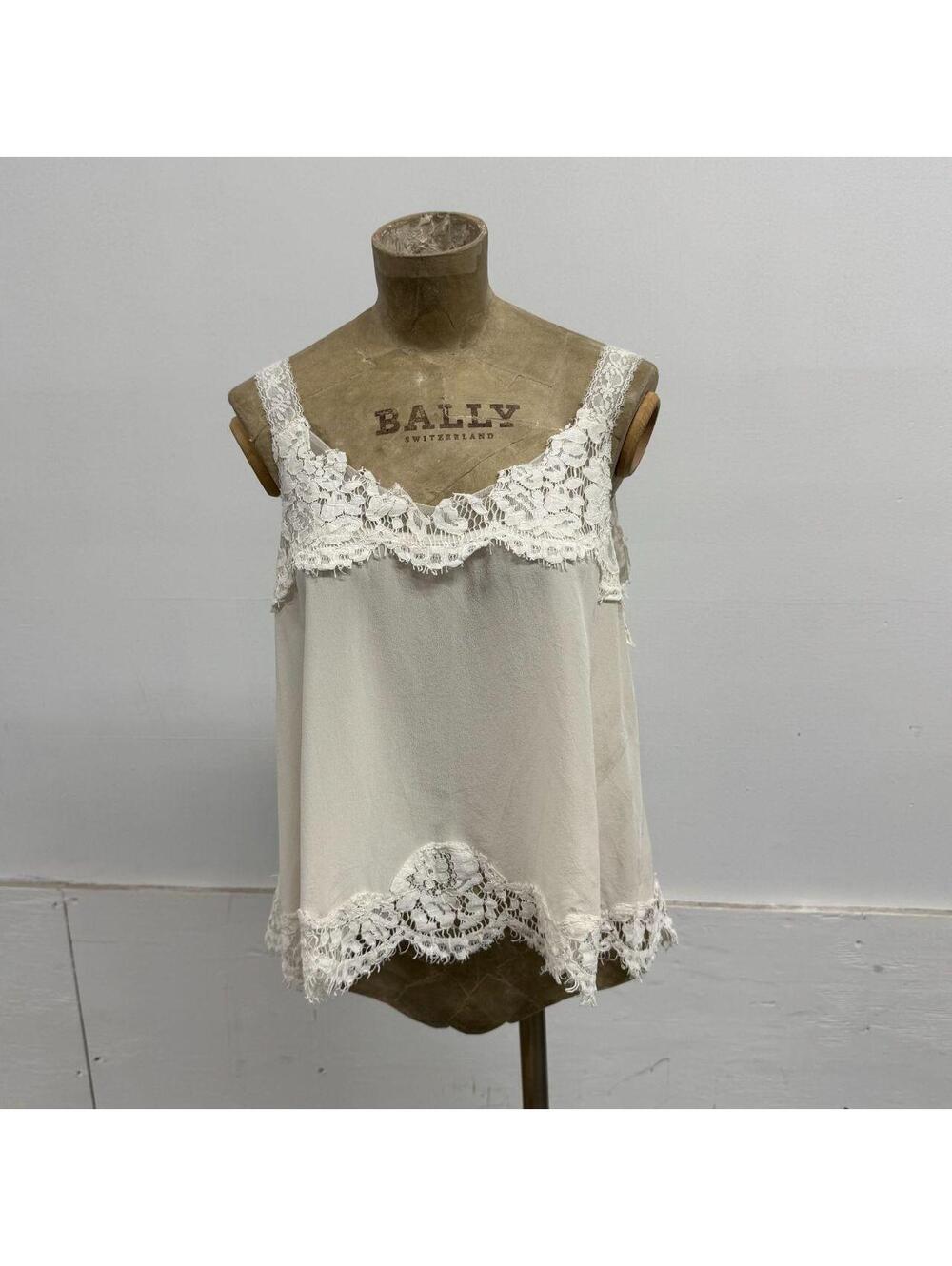 Vintage Off-White Pure Silk Lace-Trim Cami Top - Picture 2 of 8